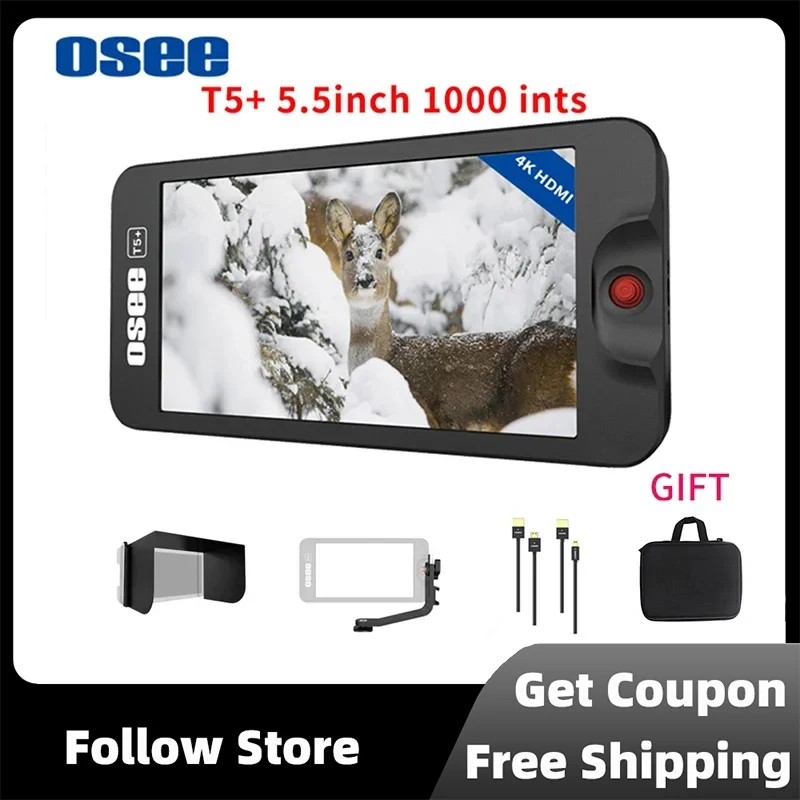 OSEE T5 Plus 5.5 Inch DSLR Camera Monitor 1920x1080 IPS FHD 4K in Including HDMI Kit