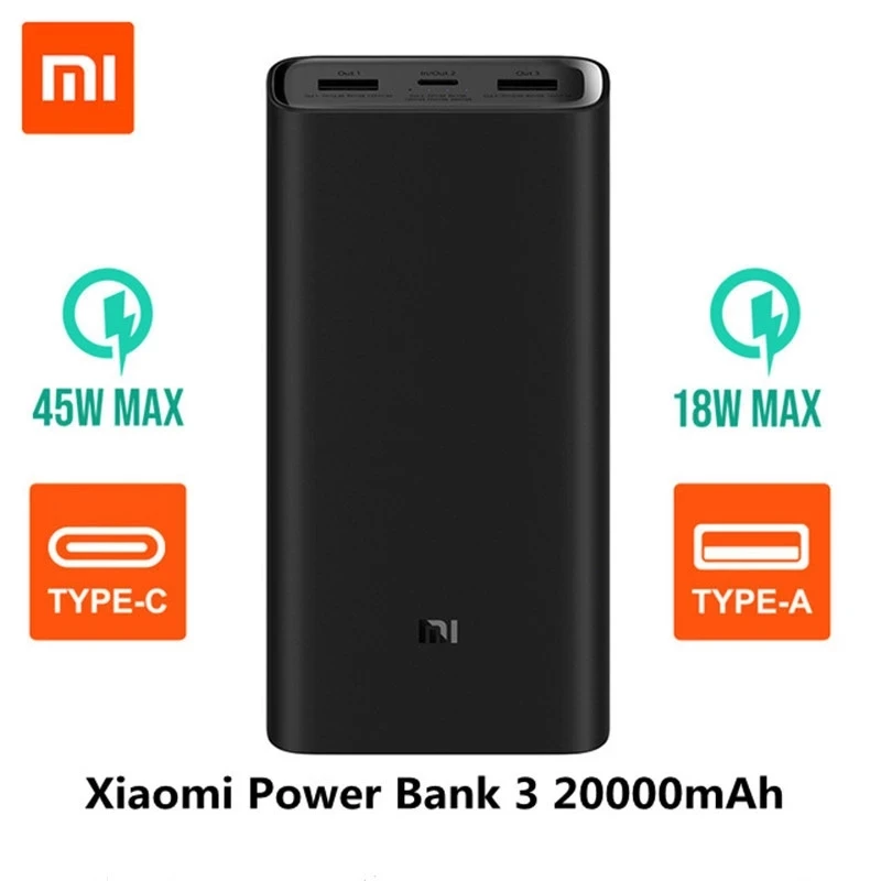 

Xiaomi Power Bank 3 20000mAh 45W Mi Power Bank 20000 mAh Pro PLM07ZM Triple USB-C Two-way Quick Charge mobile phone battery