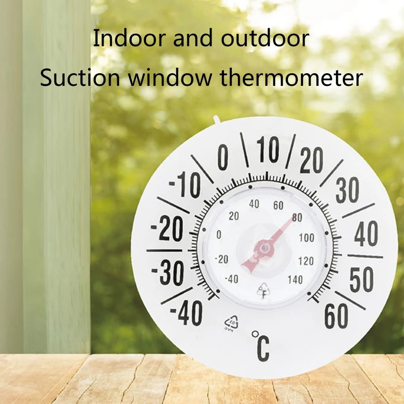 Y1UB Indoor Outdoor Window Thermometer No Battery Required Transparent Dial for Home