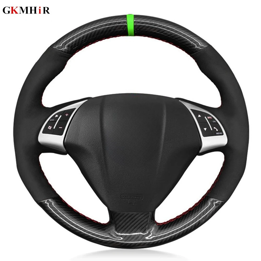 Carbon Fiber Black Suede Hand-stitched Car Steering Wheel Cover For Fiat Bravo 2007-2015 Doblo 2010-2015 Opel Combo 2012