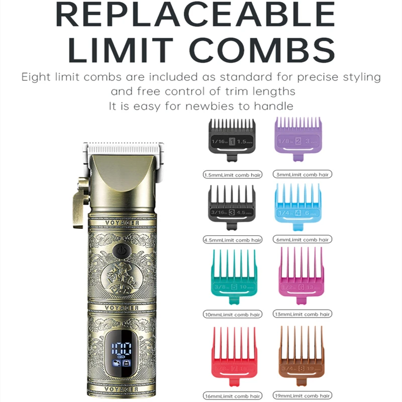VGR V-697 электрическая машинка для стрижки волос, винтажная металлическая профессиональная машинка для личной гигиены, Парикмахерская Машинка для стрижки волос для мужчин, обновленная версия T9 LCD VGR 697