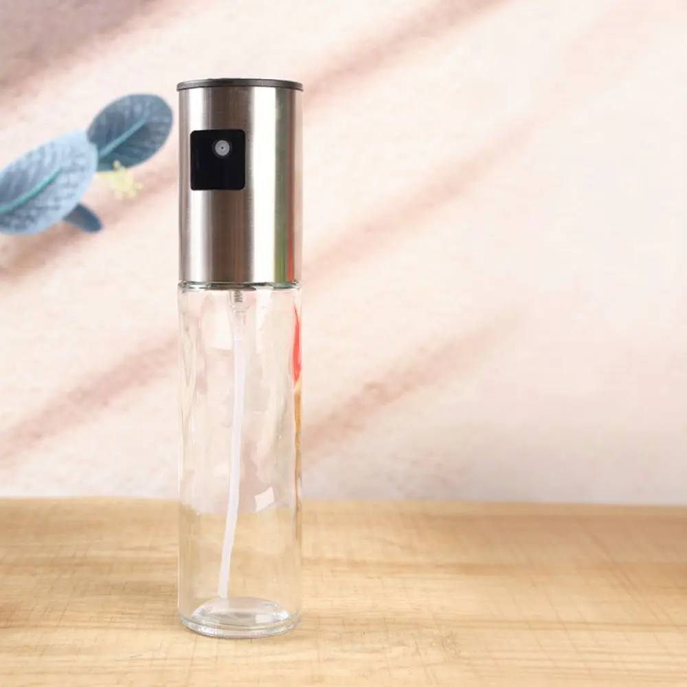 Food Grade Glass Oil Sprayer For Kitchen Cooking Stainless Steel Dispenser Press Type Fine Mist Olive Oil Cruet