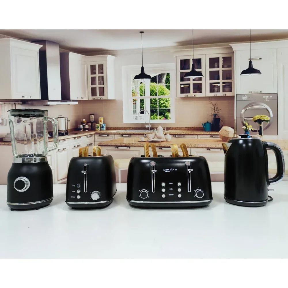 

2023 New Design Kettle set Toaster Set home appliance stainless steel electric kettle and toaster set (4pcs)