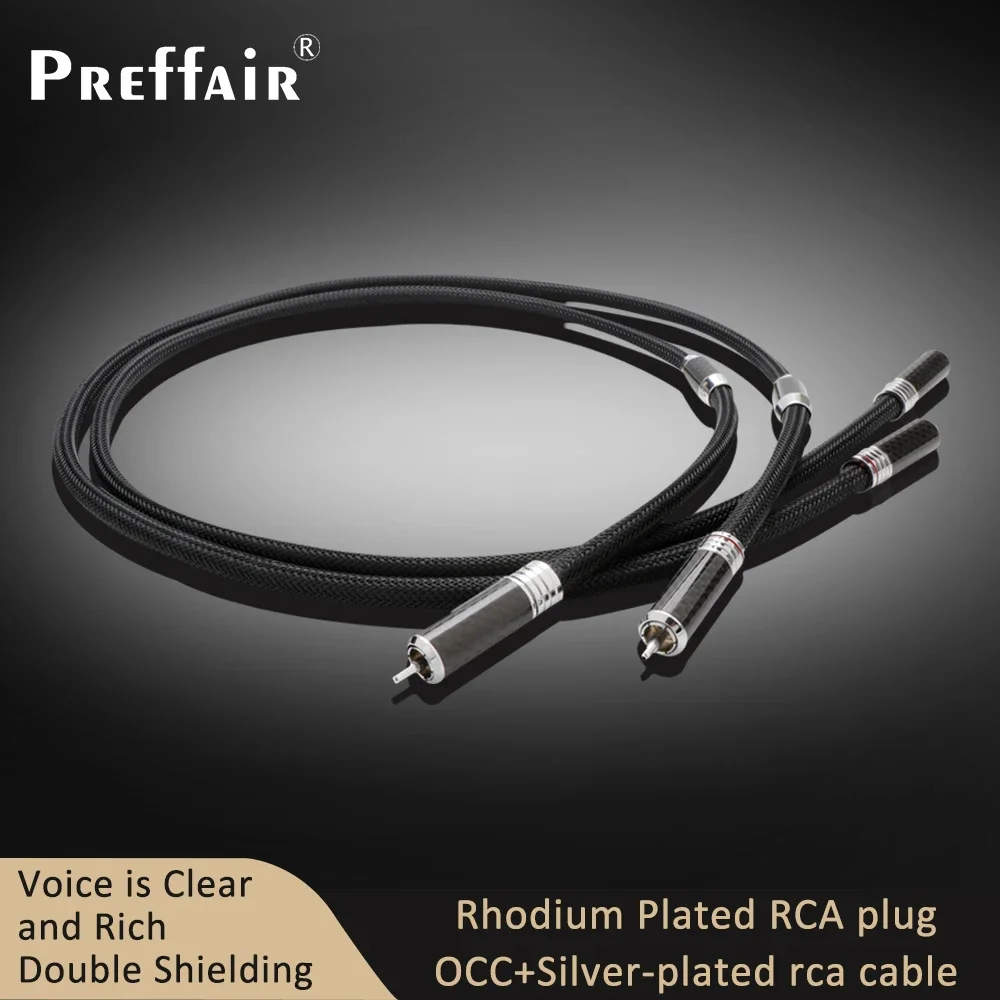 Preffair OCC Koperen RCA Kabel Audio Verlengkabel Hifi Signaalkabel met Rhodium Plated RCA Stekkers Koolstofvezel Shell
