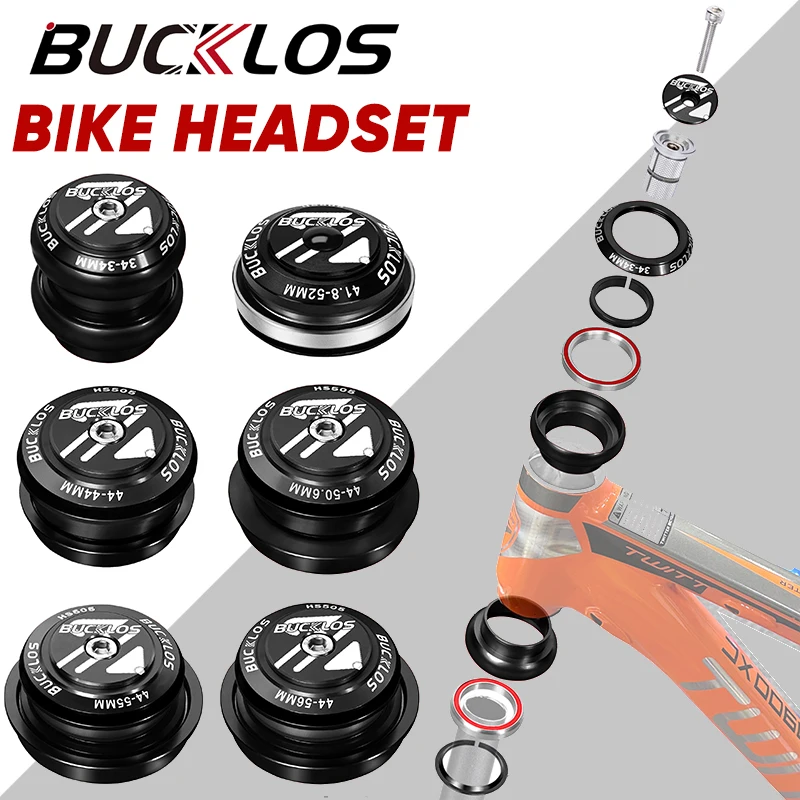 BUCKLOS MTB Road Bicycle Headset 34mm 44mm Bike Headset for 1-1/8\'\' 28.6mm Fork 44-50.6/55/56mm Double Bearing Headset Bike Part