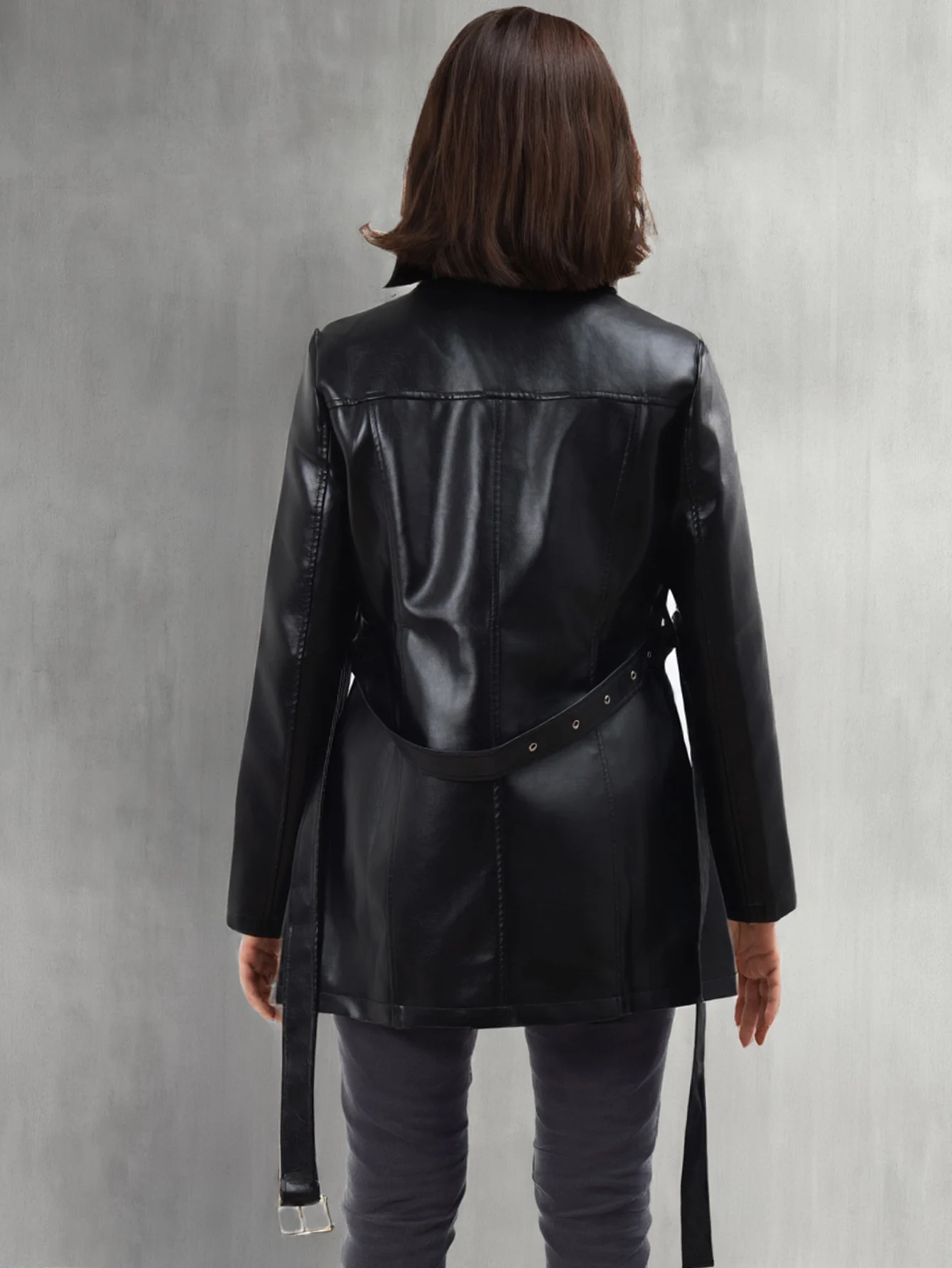 Elegante giacca da donna in ecopelle Capispalla leggero primaverile autunnale