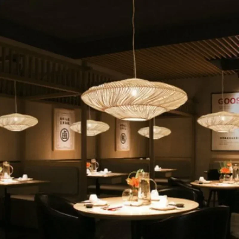 

AZ New UFO Shades Rattan Lamp Creative Chinese Style Pendant Lights Suspension Dining Room Restaurant Lights E27 Led Hanging Lam