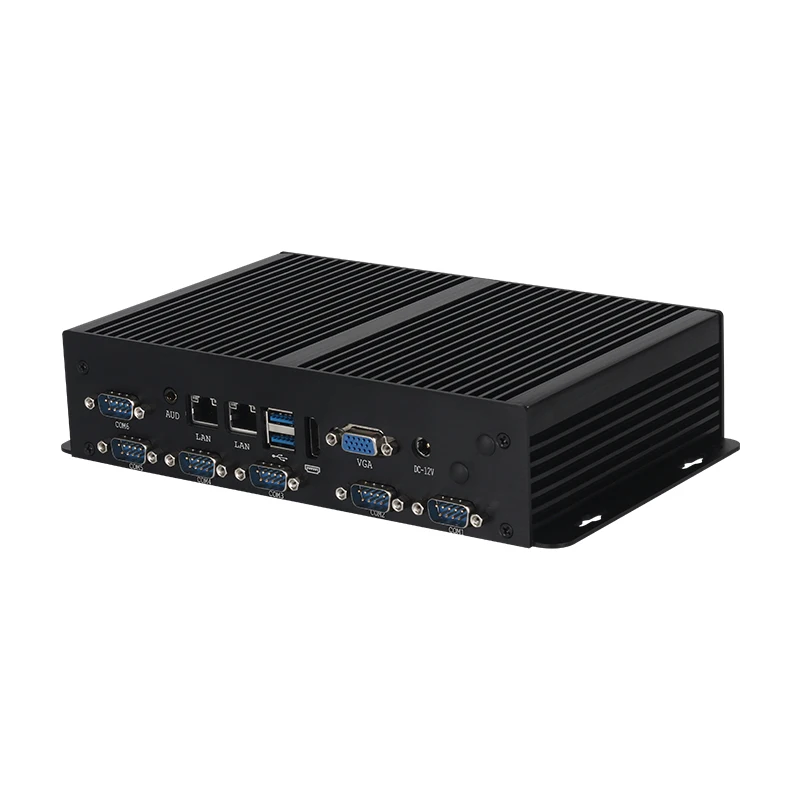 Mini PC industrial Fanless, COM do i7-7500U, 6x, RS232, 485, TTL, 2x LAN, 6x USB, HDMI, VGA, LVDS, WiFi, 4G, LTE, Sim, entrada 12V-24V, Win11 Ubuntu