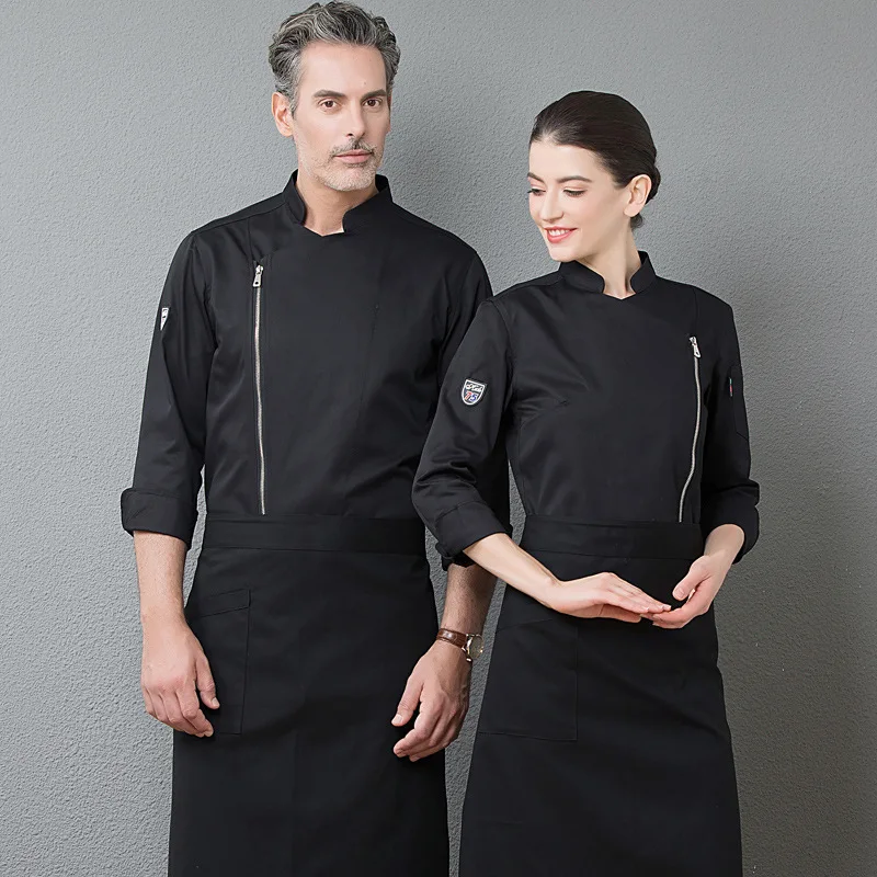 C005 uniforme do chef mangas compridas chef casaco hotel restaurante ocidental cozinha padaria terno chef casaco feminino panos de mesa chef