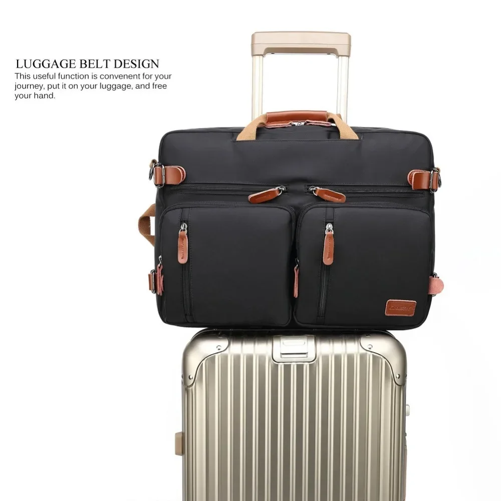 3-in-1 Convertible Laptop Backpack 15.6 17.3 Inch Waterproof Oxford Business Briefcase Shoulder Messenger Notebook Carry Bag