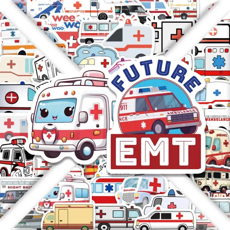 60 pegatinas decorativas de grafiti creativas de ambulancia personalizada de dibujos animados