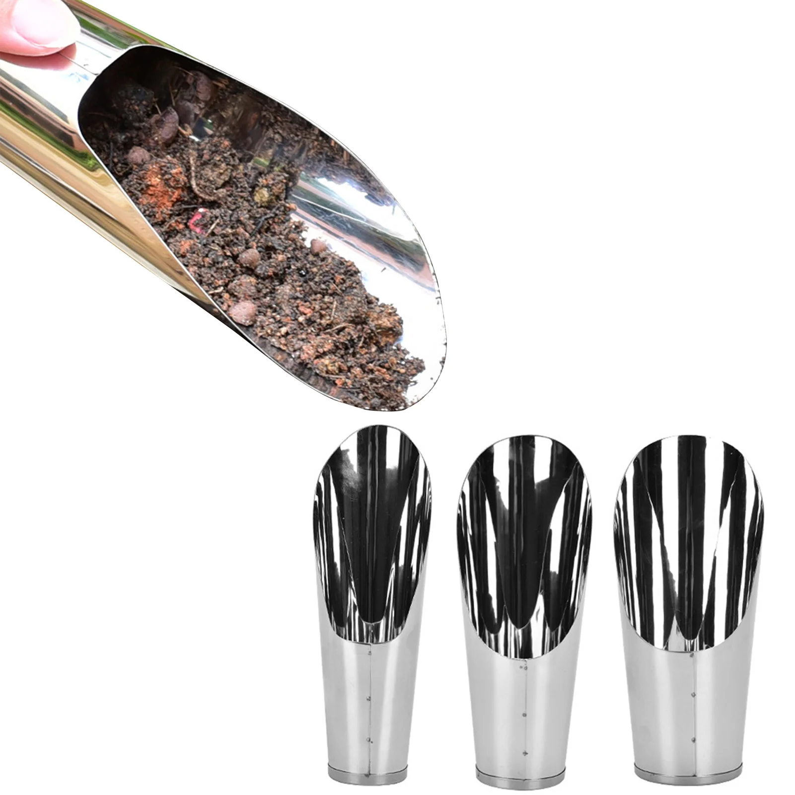 3pcs/set Soil Stainless Steel Spade Shovel Scoop Cultivation Bucket Succulent DIY Potted Bonsai Plant Helper Garden Tools