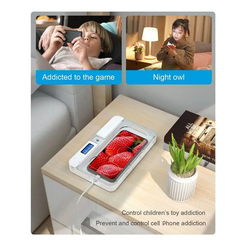 A93Z Transparent Smart Timer Phone Locker Box Self-Discipline Cell Phone Timed Lock Box Time Management Anti-Game Addiction Lock