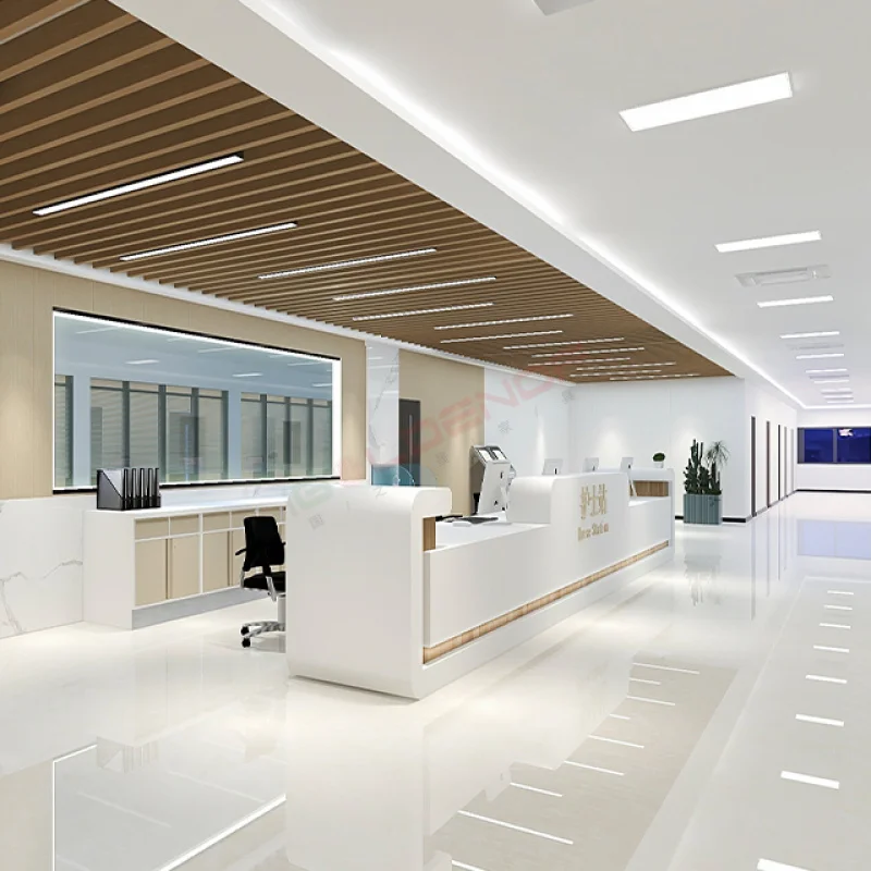 custom.Modern Design Wood Front Desk Hotel Reception Nail Salon Beauty Parlor Office Clinic Use Hotel Reception Counter Chec
