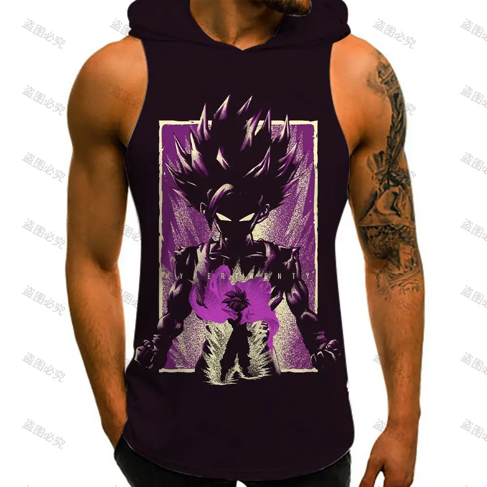 

Vest With Hood Harajuku Style Dragon Ball Z New Y2k Clothes Sleeveless Vests Oversized T-shirt Super Saiyan Vegeta Sexys Man