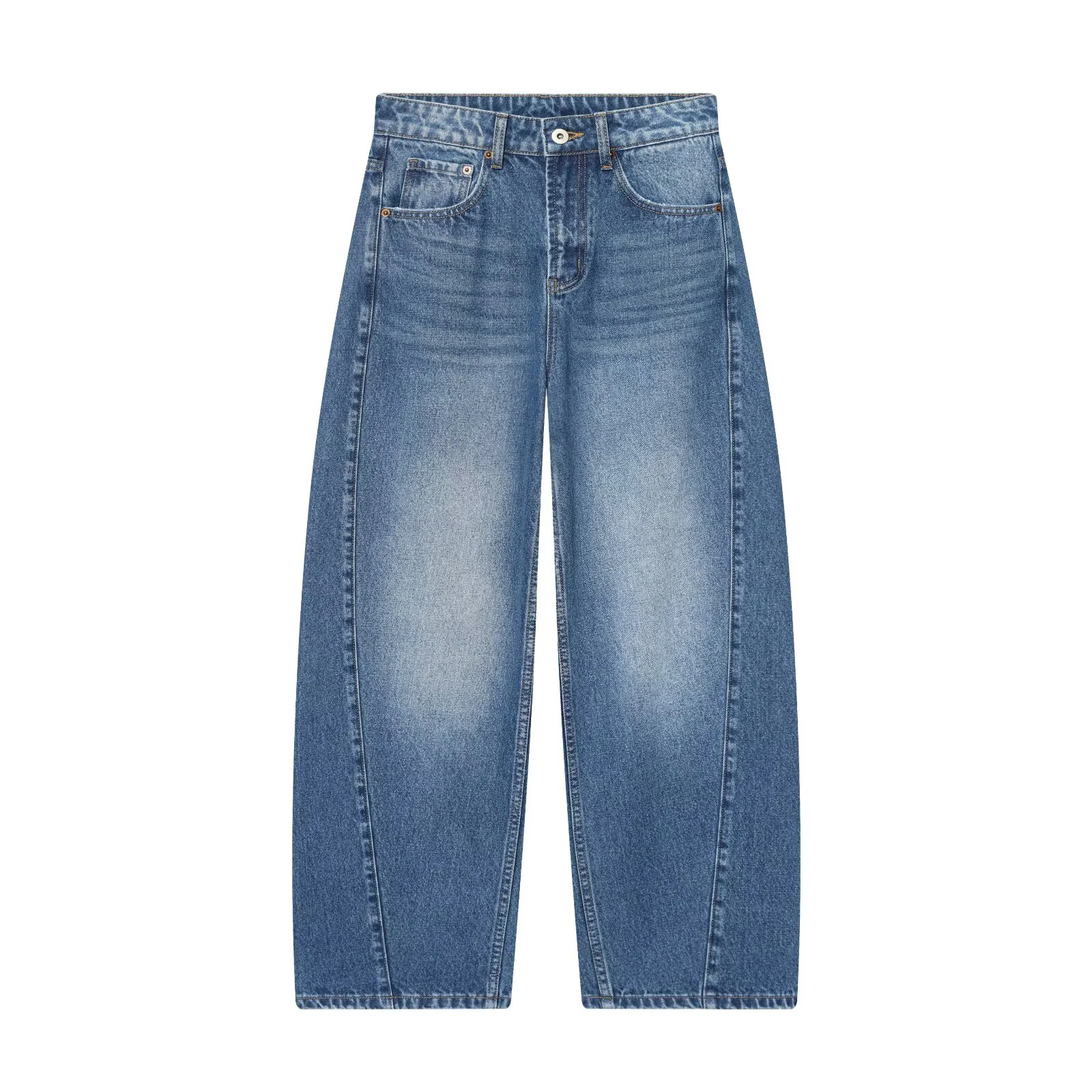 Europese en Amerikaanse stijl 2025, winter nieuwe dameskleding, ballonversie met middelhoge taille, sikkelbuigmesjeans - afbeelding 1
