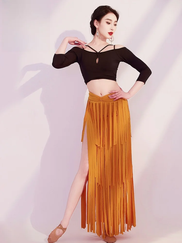 Traje de Danza del Vientre Estilo 2025, Top con Borlas y Falda, Disfraz para Práctica, Actuación y Espectáculo