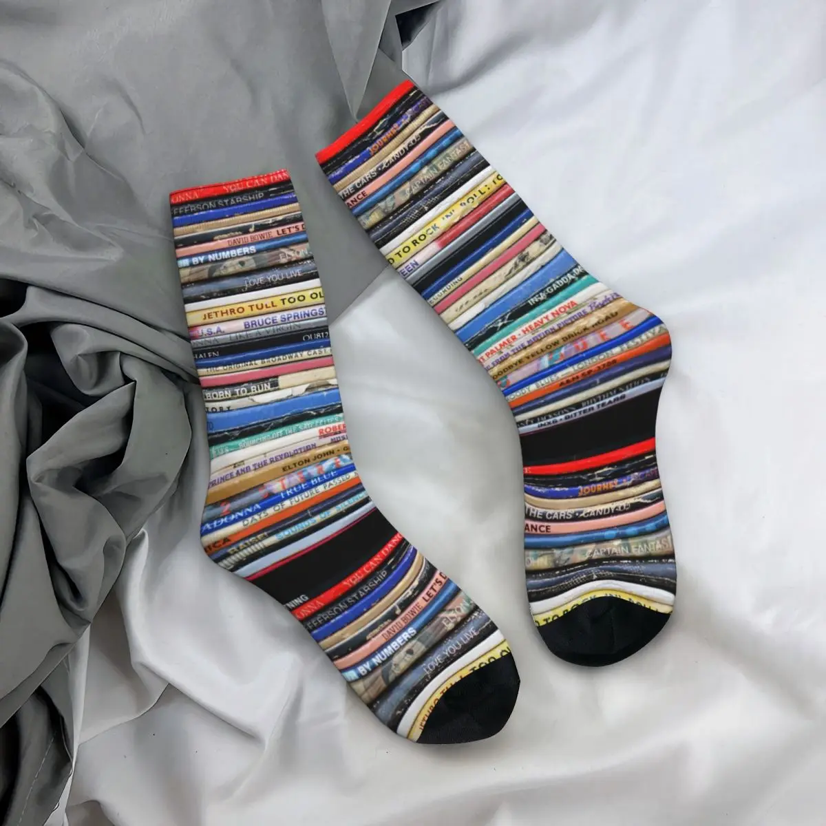 Retro Record Stockings Unisex Album Spines Socks Soft Breathable Kawaii Socks Autumn Running Anti-Slip Graphic Socks Gift Idea