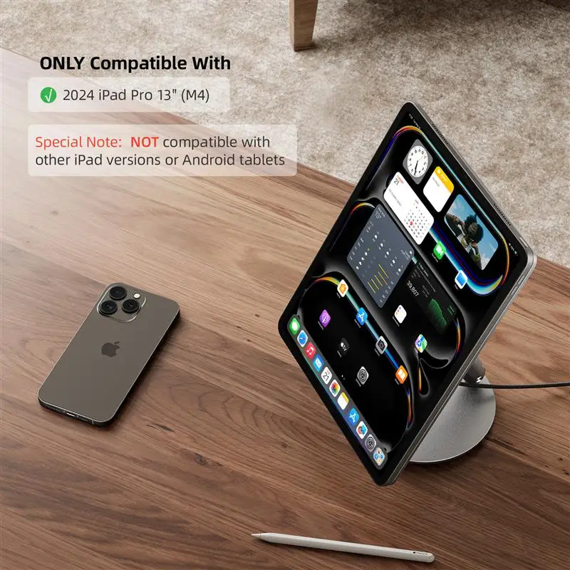 Top X44PRO Magnetic Wireless iPad Charging Stand With 360 Rotation Base For iPad Pro11/13 inch M4(2024),Foldable Tablet holder