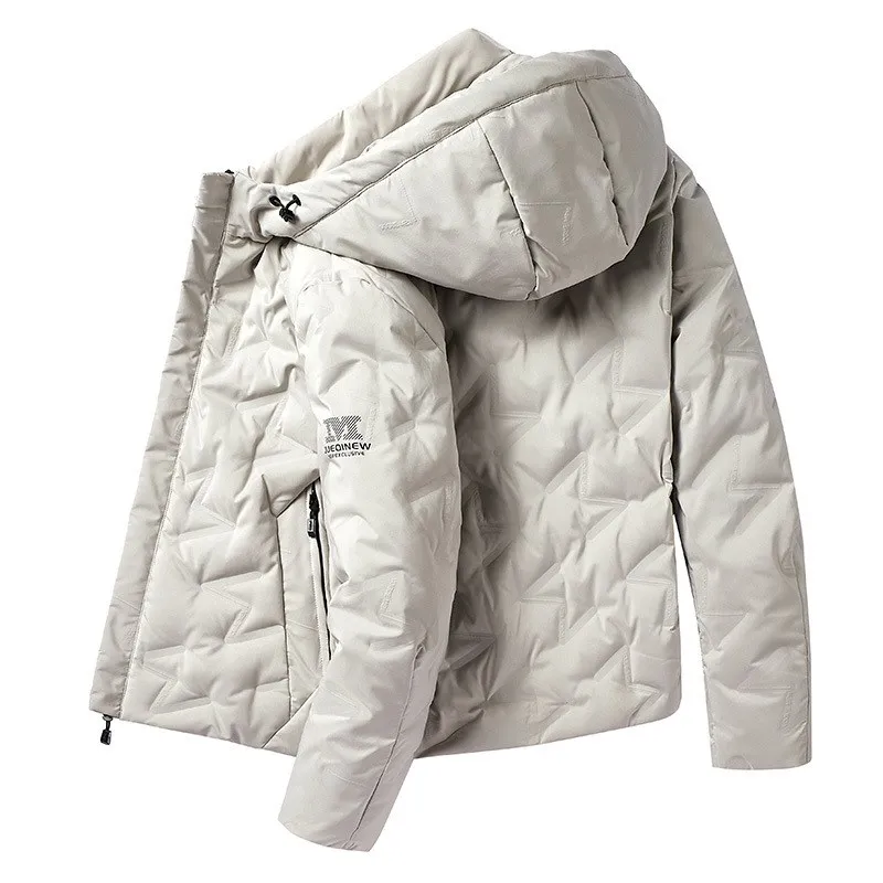 

Winter New Men's down Jaet Casual Warm Youth White Du down Faion Outerwear Anti-Cold Sli Polyester Fiber Coat