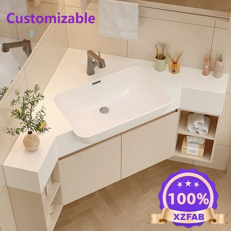 Factory Direct 2026 Corner bathroom cabinet personalized small apartment corner wash basin washstand aircraft basin triangular b