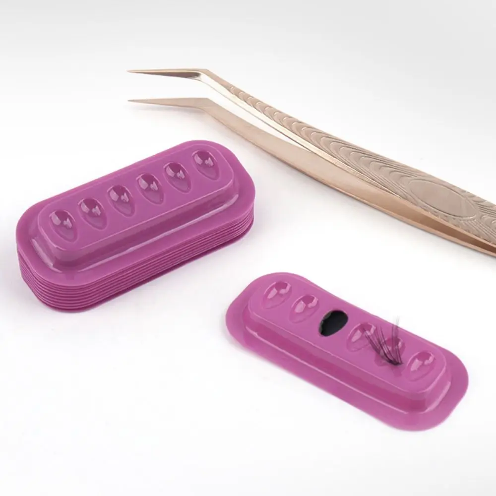 100 قطعة عالية الجودة لاصق رمش حامل الغراء قطاع على شكل بولي كلوريد الفينيل رمش الغراء البليت زهرة حشية بلاستيكية لوحة