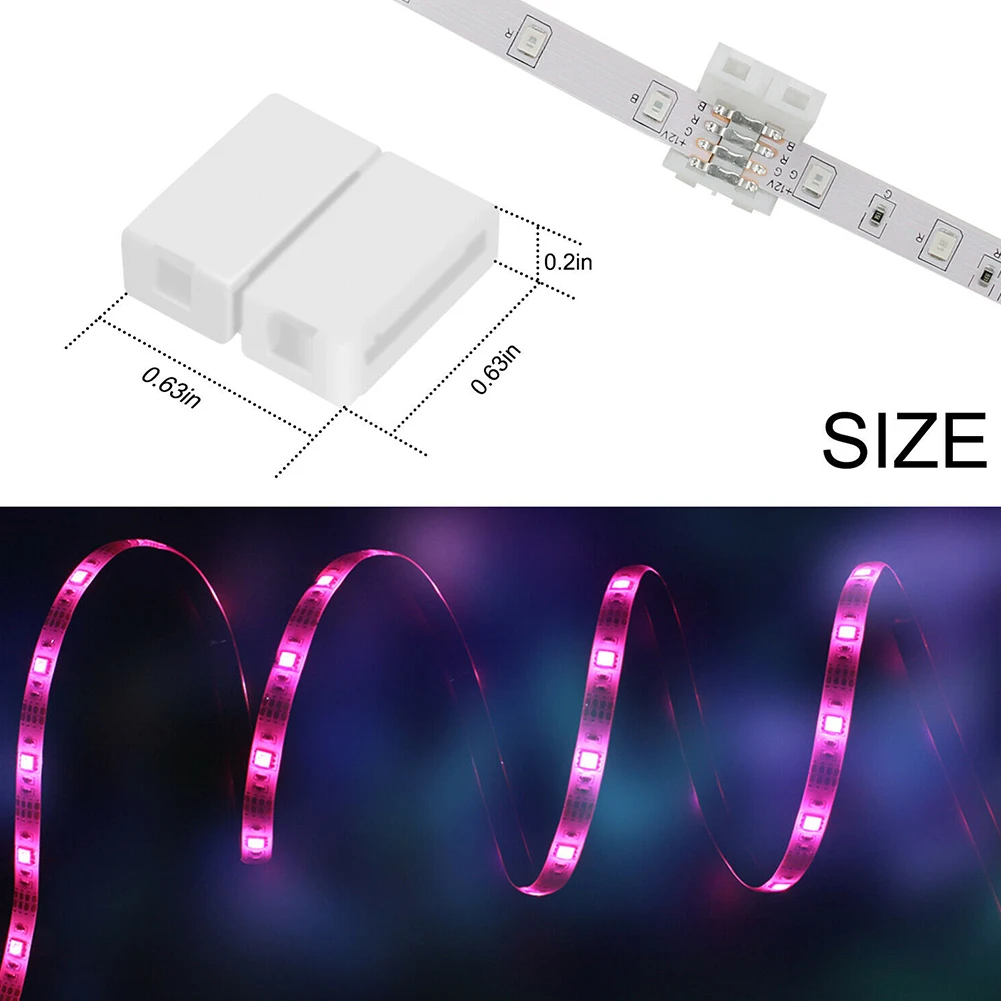 10 PCS 10mm 4-pin Solderless Clip-on Coupler Connector For 5050 RGB LED Strip Light Solder-free Buckle Connector