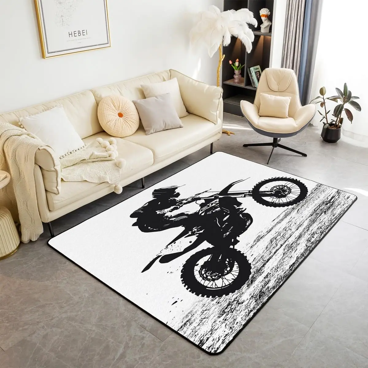Retro Motorcycle Area Rug Carpet Moto Fans Non-slip Large Door Step Mat Bathmat for Living Room Bedroom Entrance Home Decoration