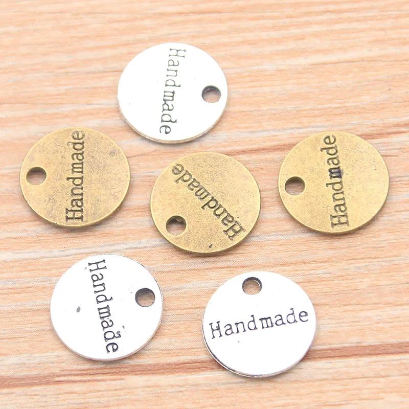 PULCHRITUDE 20pcs 15mm Two Color Round Letters Charms Handmade Pendant  Jewelry Metal Alloy For DIY Necklace Bracelet Marking