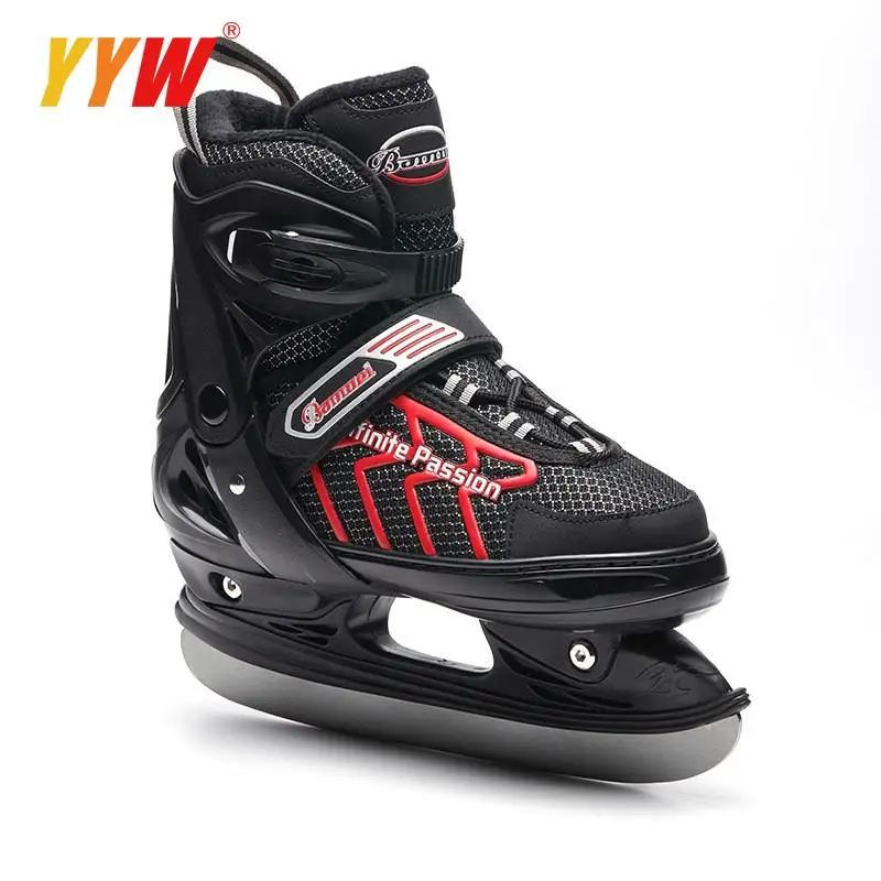 Skating Ice Skates Shoes with Ice Blade Warm Thicken Figure Adult Kids Children Professional Thermal PVC Waterproof Black