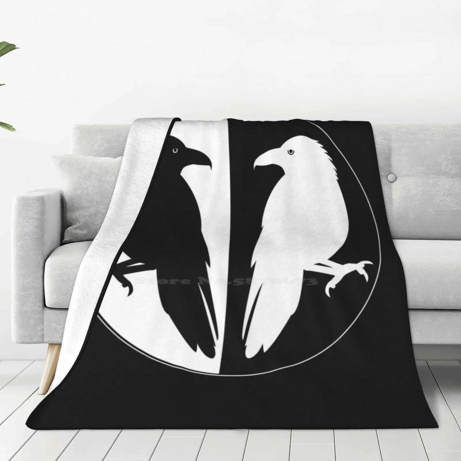 Huginn And Muninn Publishing Logo-Odin'S Ravens Soft Warm Throw Blanket Asatru Odinist Odinism Ravens Wotan Pagan Wiccan