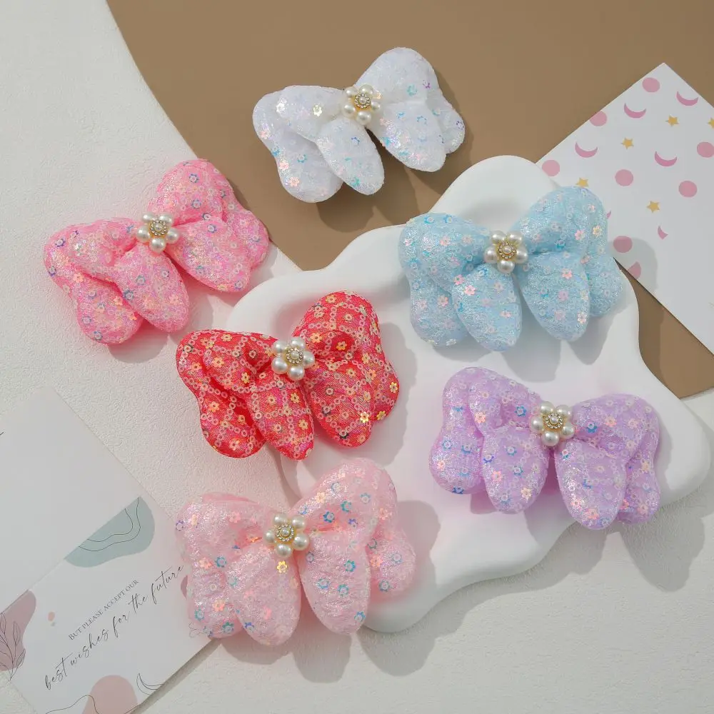 Children's big bow hair clip Fresh summer breeze imitation pearl side hair clip Princess bangs clip accessories