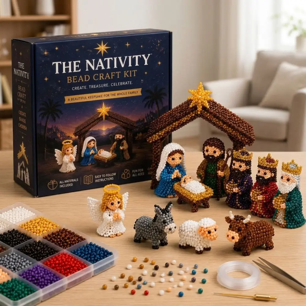 Vibrant Tube Beads 3D Beaded DIY Craft Kit Educational Gnome Handmade Bead Art Set Nativity Colorful Bead Making Supply