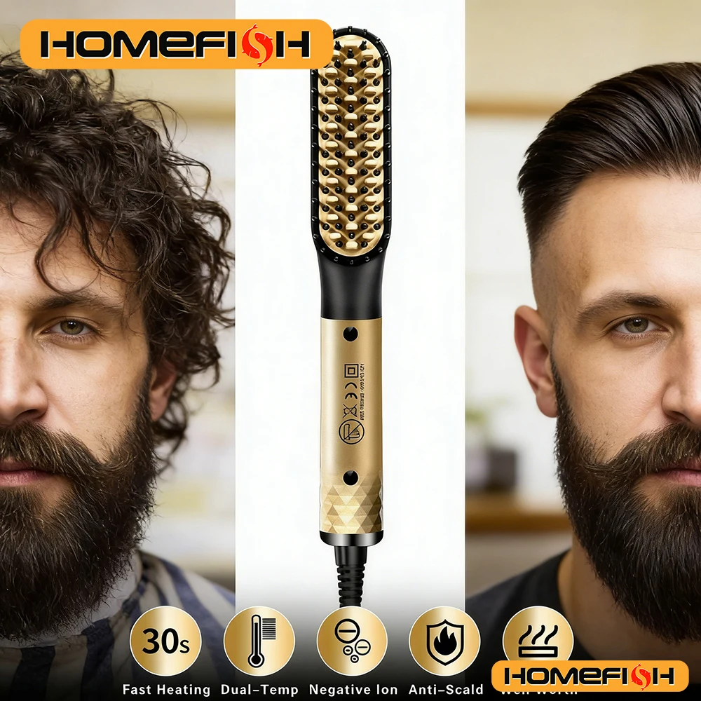 Electric hair straightening comb suitable for both men and women. Negative ion heating comb. image 4
