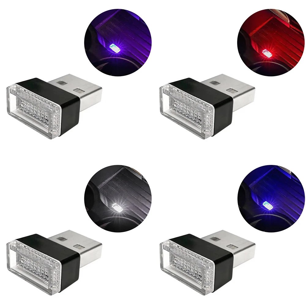 Auto Decoration Lamp Mini USB LED Car Light Red/White/Blue/Purple Interior Atmosphere Decorative Light for Car Laptop Computer