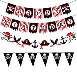 Pirate party Banner Garland hanging decor Halloween decor Pirate Skull Skeleton Flag Banner kid Pirate Birthday Party Decoration
