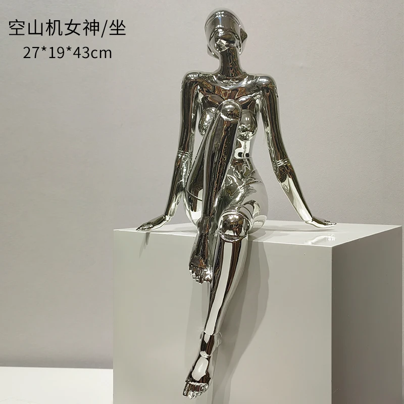 YY Empty Mountain Machine Goddess Electroplating Abstract Sitting Figure Sculpture Art Ornaments