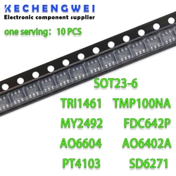 10 pz TRI1461 TMP100NA T100 MT2492 SOT23-6 nuovo originale FDC642P FDC642 AO6604 AO6402AL PT4103 PT4103B23F SD6271 SD6271LR-G1 SMD