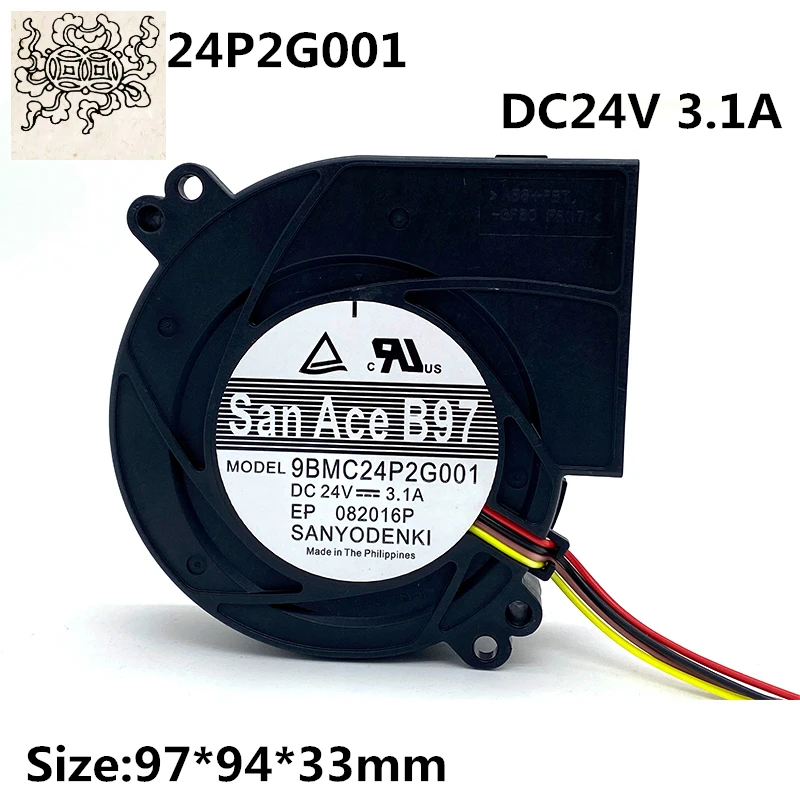 

Ltsf For 9cm Original Para Sanyo 9BMC24P2G001 DC24V 3.1A 97*33mm Super Air Volume Turbo Blower Cooling Fan