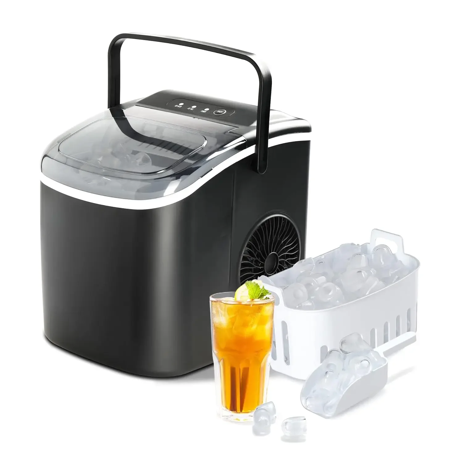 

Compact and Efficient Ice Maker for Countertop, Self-Cleaning Ice Machine with Convenient Scoop and Basket Included, Produces 26