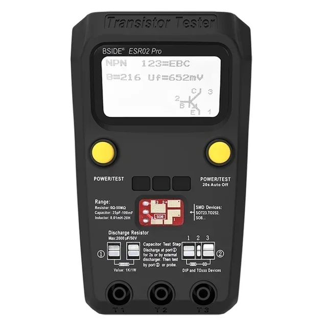 Multi-purpose Transistor ESR/SMD Tester BSIDE ESR02pro Smart Diode Triode Capacitance Resistor Meter LCD meter MOS/PNP/NPN test