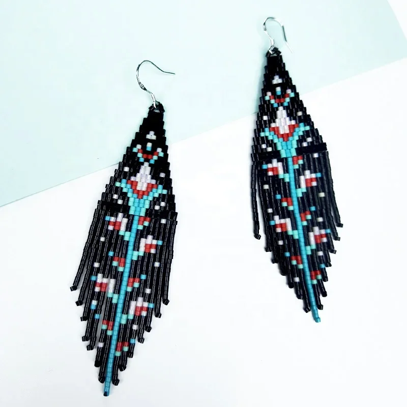 2025 Handmade Bead Earrings Tassel Flowers Design Originality Hand Knitting Bohemia  Fashion Simple Beaded Earrings