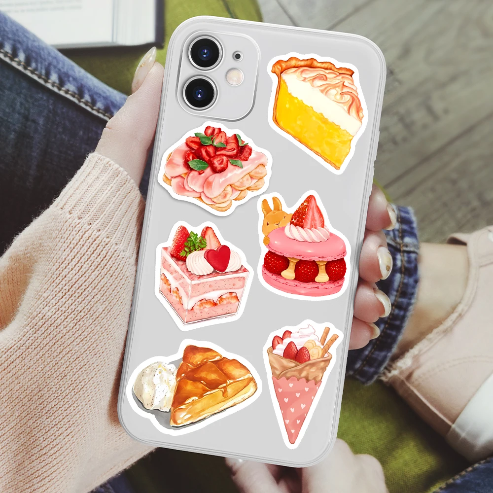 Watercolor Dessert Cake Stickers Fruit Pie DIY Kids Toy Gift Decorative Decal for Scrapbook Laptop Luggage Bottles Waterproof
