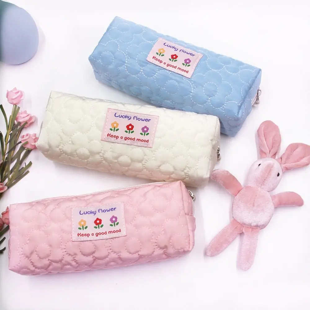 New Polyester Fibre Pillow Bag Flower Multi-Function Floral Pencil Case Stationery Box Gift