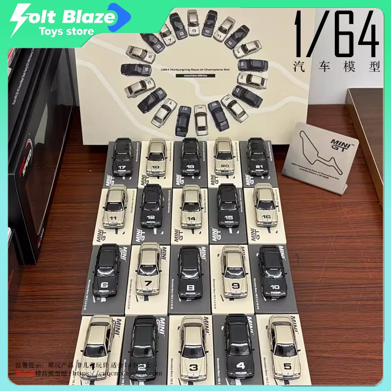 

Коллекционная модель автомобиля MINI GT 1/64 Mercedes-Benz 190E Nürburgring 1984, лимитированная серия, имитационная модель для мальчиков, подарок