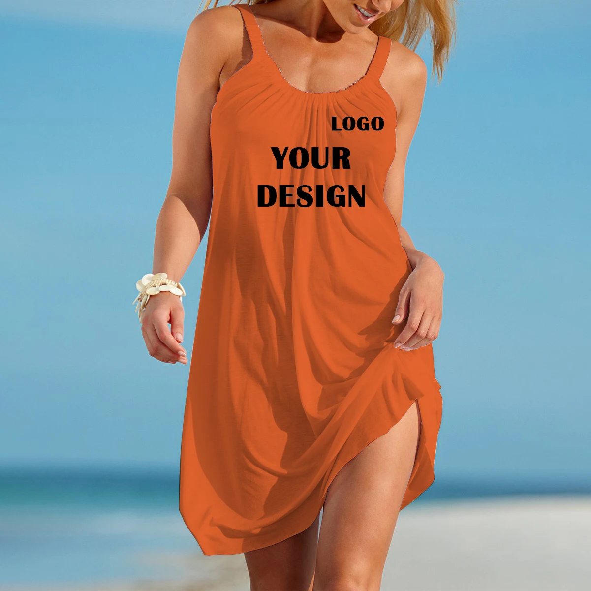 Vestido de playa personalizado para mujer, prenda con texto y logotipo, diseño Original impreso, regalo de alta calidad, envío gratis, talla S-5XL