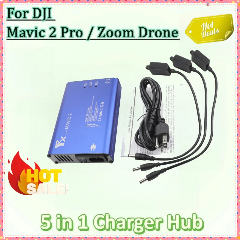 

Battery Charger Hub 5 in 1 Intelligent Charger for DJI Mavic 2 Pro Zoom Drone Remote Controller Battery SmartPhone Charging Hub