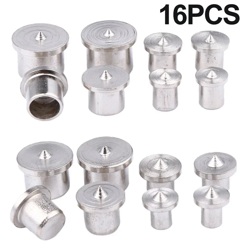 16pcs Solid Woodworking Dowel Tenon Center Set Accurate Wood Top Locator Roundwood Punch Centering Point Drilling Tools