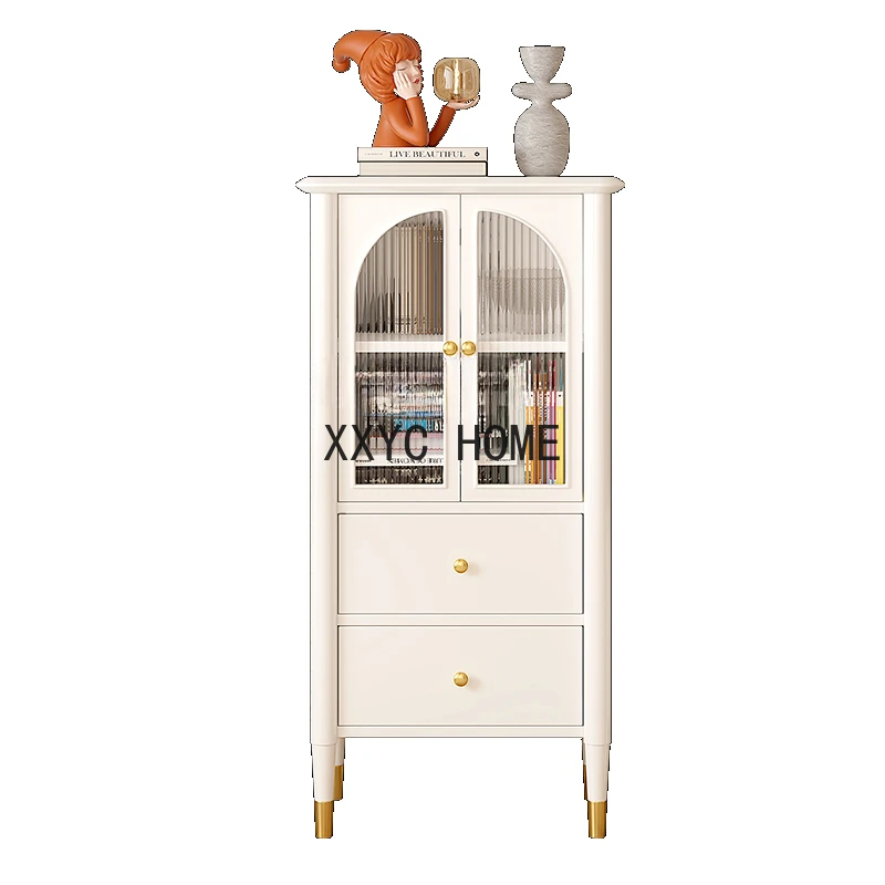 French TV Cabinet Low Side Cabinet Solid Wood White Storage Locker Wine Cabinet Sofa Snack Clothes Closet