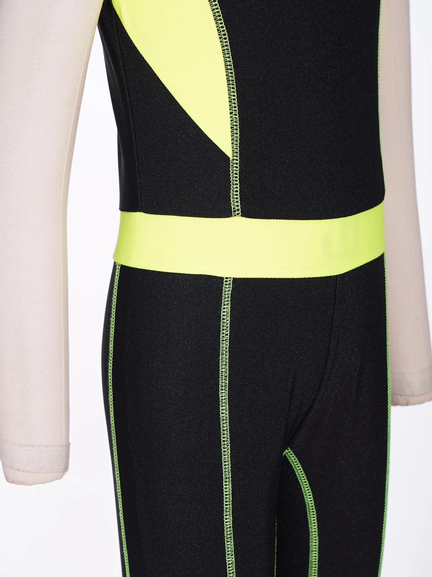 Kids Boys Color-blocked Sports Jumpsuit Sleeveless Zipper Rhythmic Gymnastics Bodysuit Unitard for Training Stage Performance
